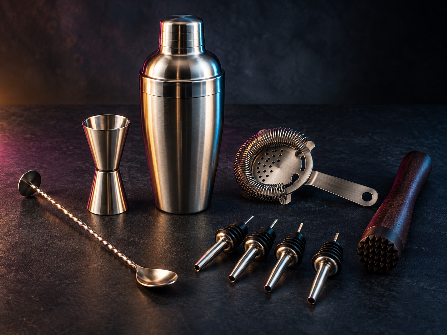 Professional stainless-steel bartender tool kit